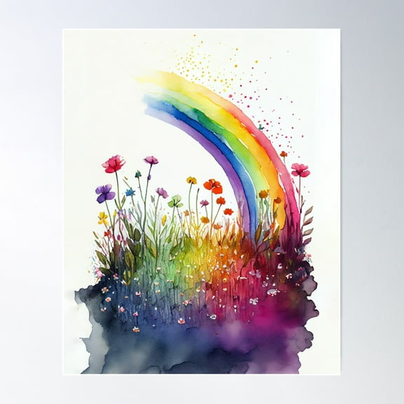 Cute Whimsical Rainbow Poster Wall Art, Modern Wall Decor For Living Room Bedroom, 8x12 UNFRAMED