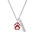 thumbnail image 1 of Delight Jewelry Acrylic Small Paw Maroon Silvertone Forever Bar Charm Necklace, 23", 1 of 4