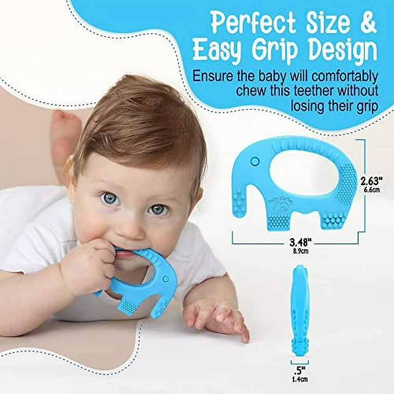 Baby Elefun Teething Toys BPA Free Silicone Easy to Hold Teethers With Gift Package Included Effective Elephant Teether Ring Best for 0 6 6 12