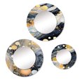 thumbnail image 2 of Designart "Whimsical Pastel Abstract With Blue Black & Gold Spots X" Modern Geometric Round Mirror Set Of 3 - Modern Gold Round Office Wall Mounted Mirror Set, 2 of 5