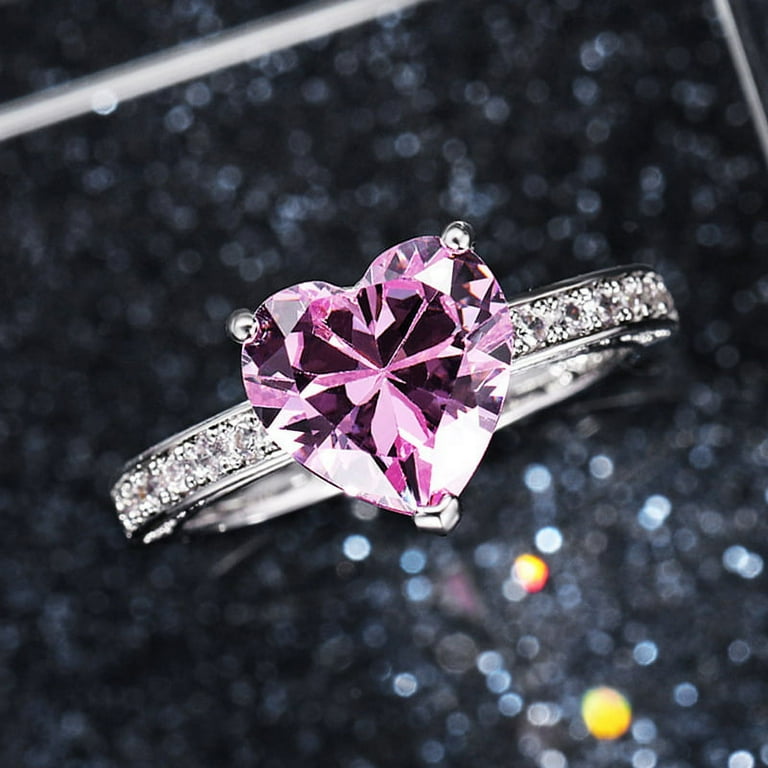 Ring New Wedding Ring with AAA Heart-shaped Pink Diamond