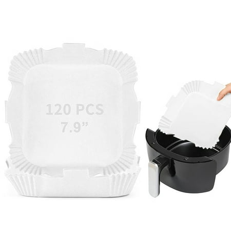 

SESAVER Air Fryer Liner 120Pcs 7.9in Non-stick Square Air Fryer Parchment Paper with Handle for Microwave Oven Food Grade Waterp