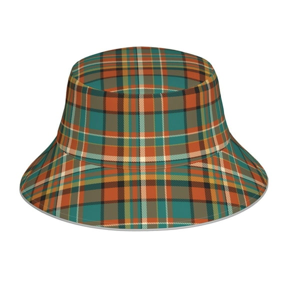 Xecao colorful plaid Print Men and Women Night Reflective Hat Runner Cap Visor Bucket Hat Boonie Cap