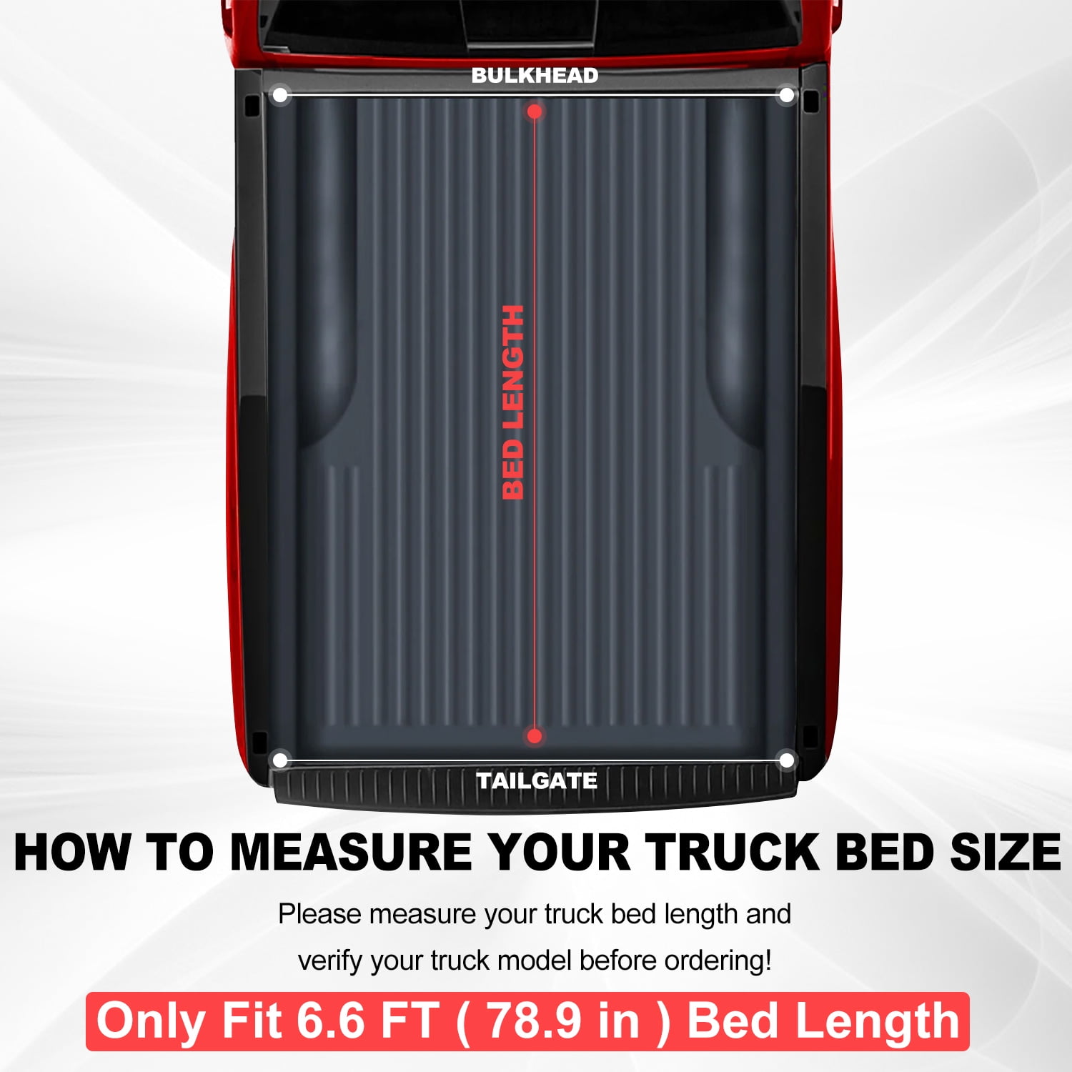 TOPRONE Soft Quad-Fold Tonneau Cover Fits 2007-2018 Silverado / Sierra 1500 & 2007-2019 2500 3500HD with 6.6ft (78.9in) Truck Bed