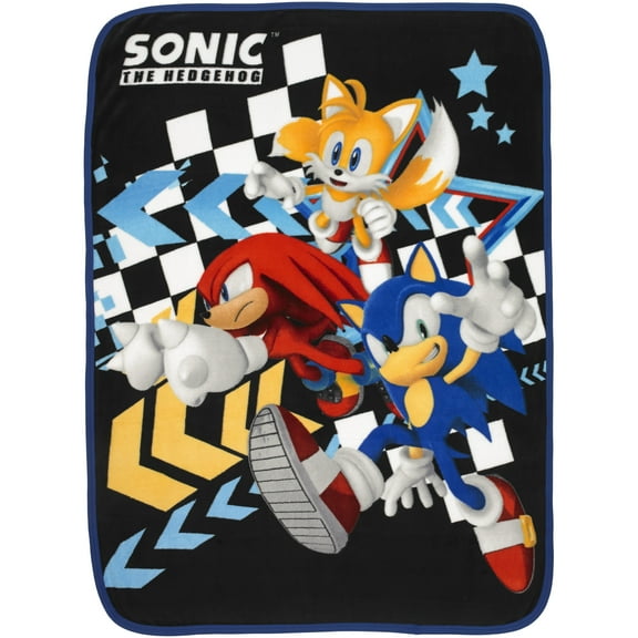 Sonic the Hedgehog Kids Black Print Fleece Throw Blanket, 46 x 60