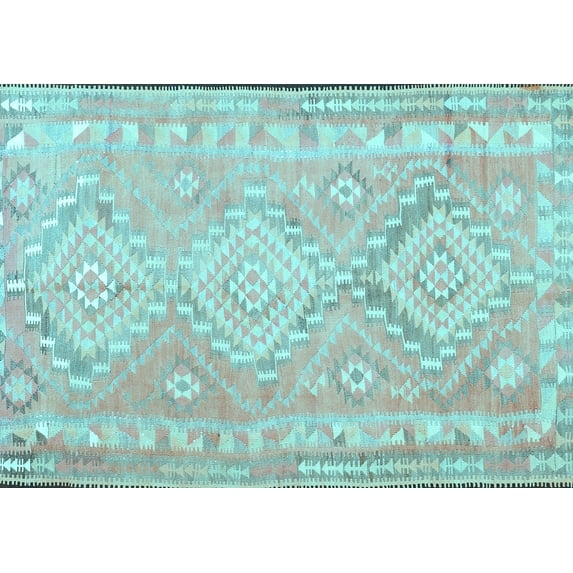 Ahgly Company Indoor Rectangle Oriental Light Blue Traditional Area Rugs, 2' x 5'