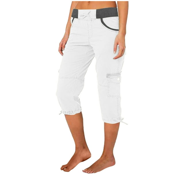 WILLBEST Pantalones Casuales de Verano para Mujer, Pantalones de Bolsillo para Exteriores, Pantalones Cortos Cargo Holgados, Monos Cortos, Ropa Deportiva Ligera y Cómoda Extra Grande