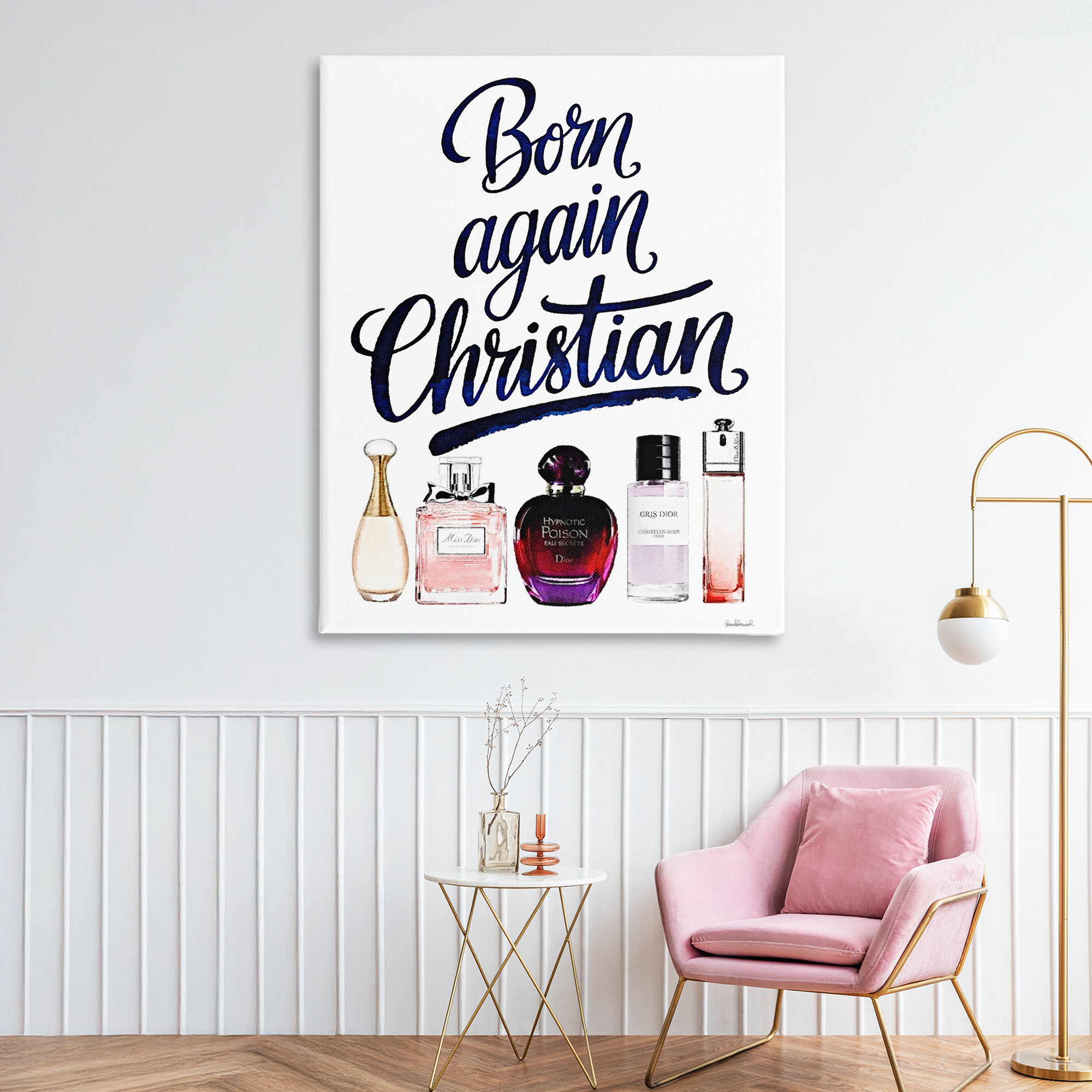 Born Again Christian Skincare Canvas Wall Art, design by Amanda Greenwood