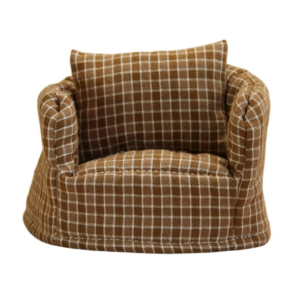 Kokiya Dollhouse Couch 1/12 Scale Arm Chair for Dollhouse Micro Landscape Ornaments Coffee