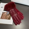 thumbnail image 4 of Womens PU Leather Gloves for Cold Weather Winter Warm Gloves with Faux Fur Trim Cuff Thermal Lining Party Gloves (WHITE), 4 of 6
