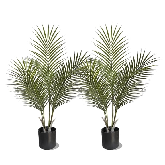 2.6FT Artificial Areca Palm Tree, 2 Pack Faux Potted Palm Plant, Fake Tropical Greenery for Home Office Indoor Tabletop Decor