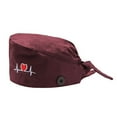 thumbnail image 1 of Women ECG Heart Embroidery Adjustable Anti Sweat Button Scrub Cap Bouffant Hat, 1 of 10