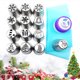 thumbnail image 1 of Juego de 15 boquillas navideñas, boquillas para glaseado de flores, boquillas para decoración de pasteles, kit de acero inoxidable para glaseado de cupcakes, 1 of 5