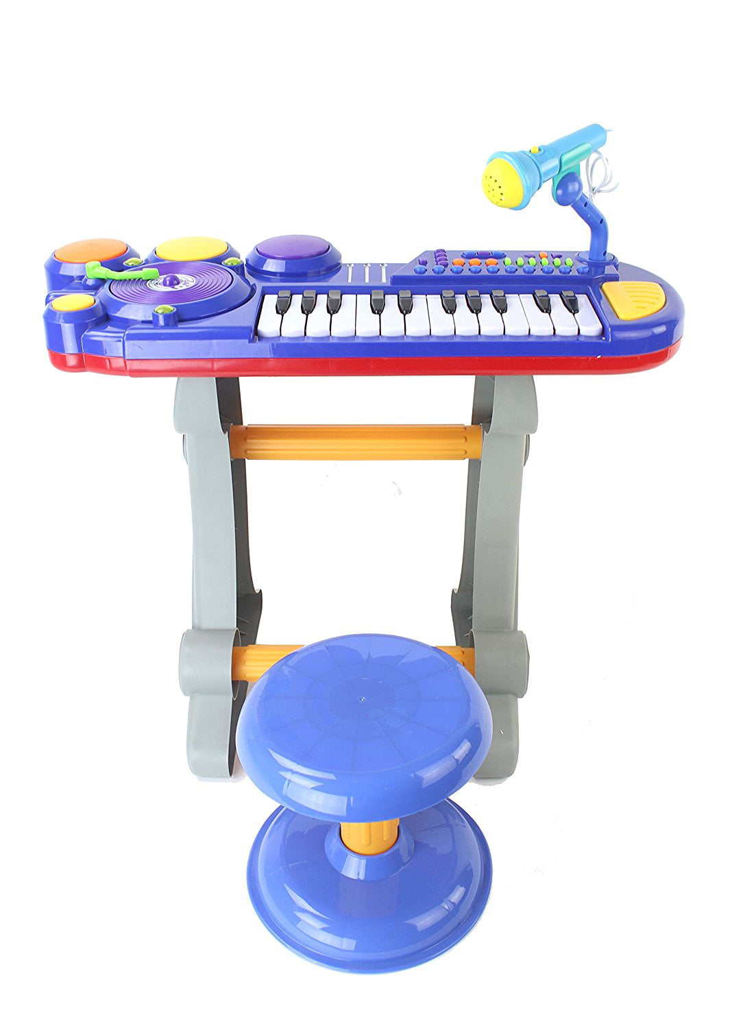HOMCOM Kids Piano Drum Set Toy Percussion Music Sound Instrument Keyboard Stool 