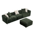 thumbnail image 2 of JERFIT Modern Green Corduroy Reclining Sofa Set with Movable Ottoman, Extra Wide 3-Seater Couch for Living Room, 2 of 5