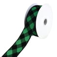 thumbnail image 1 of Christmas Flocked Diagonal Forest Checkers Wired Ribbon, 1-1/2-Inch, 10-Yard, 1 of 1