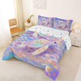 thumbnail image 2 of jejeloiu Magical Sea Turtle Full Size Comforter Sets For Girls,Starlight Print Bedding Comforter Set,Purple Blue,Colorful Stars Reversible,3-Piece,1 Comforter and 2 Pillowcases, 2 of 7