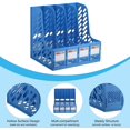 thumbnail image 3 of Support de Fichiers SHIQI-Magazine, Plastique PP Vertical 4 Compartiments pour Bureau, Bleu, 3 of 4