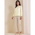 thumbnail image 2 of DARING DIVA Women's Elegant Blouse Pearl Decor Ruched Crew Neck Shirt Top S Beige, 2 of 6