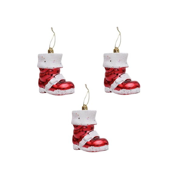 GUOOL 3 Pieces Christmas Ornaments Santa Boot Christmas Tree Ornament Xmas Decoration for Party Celebration Thanksgiving Engagement