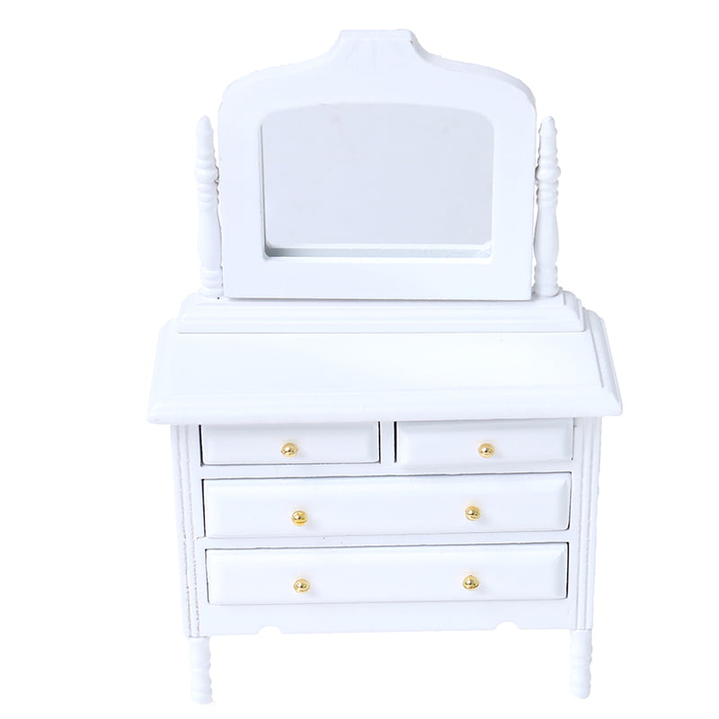 1:12 Dollhouse Miniature White Wooden Makeup Dressing Table Bedroom FurniturH5 