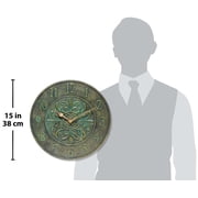 Infinity Instruments Blanc Fleur Aged Bronze Outdoor 15-inch Analog Wall Clock