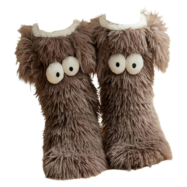 lionlar Thickened Slipper Socks Cozy Home Socks Stocking Cartoon for Living Room Bedroom Grey