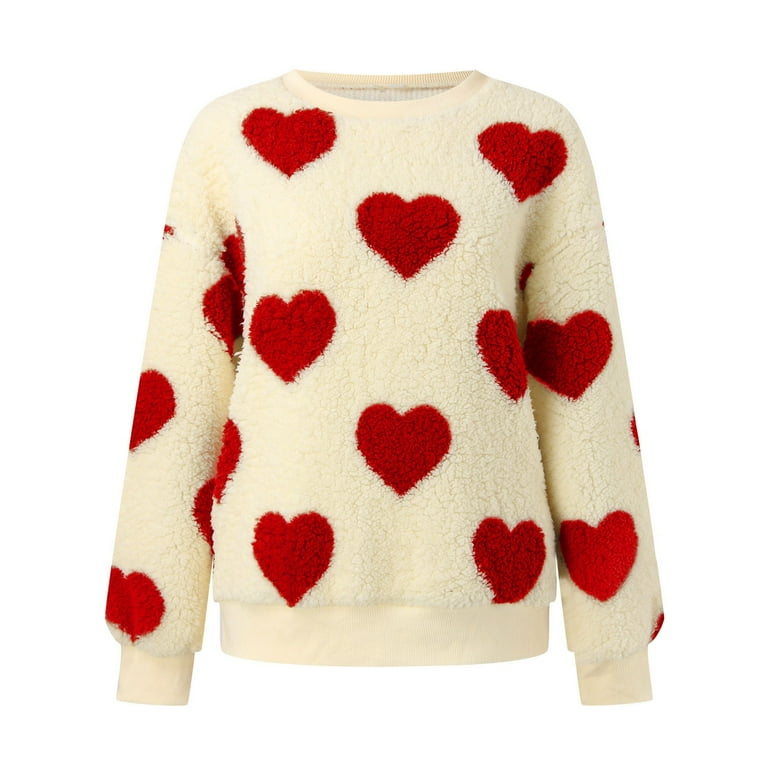 EHQJNJ Pullover Sweater Women Autumn and Winter Heart Print EHQJNJ Pullover Sweater Women Autumn and Winter Heart Print
