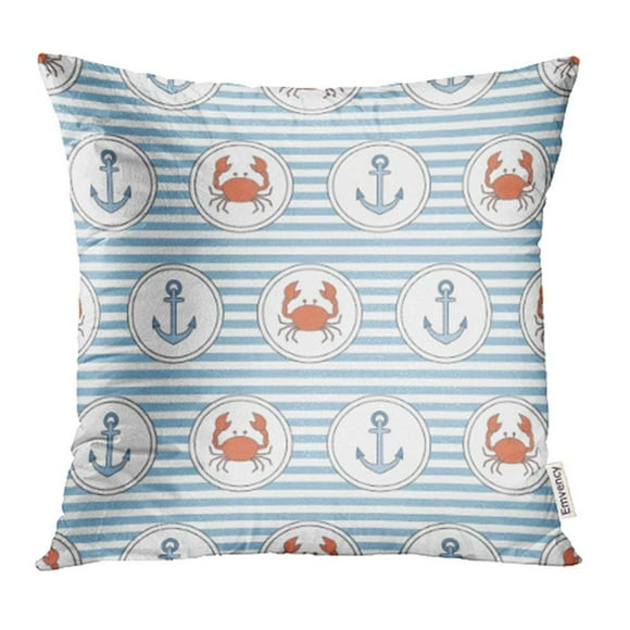 BSDHOME Submarine Sea Pattern Anchor Crab Aquatic Beach Coast Cockle Cockleshell Pillowcase Cushion Cover 20x20 inch