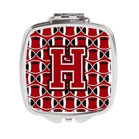 Carolines Treasures  Letter H Football Red - Black & White Compact Mirror