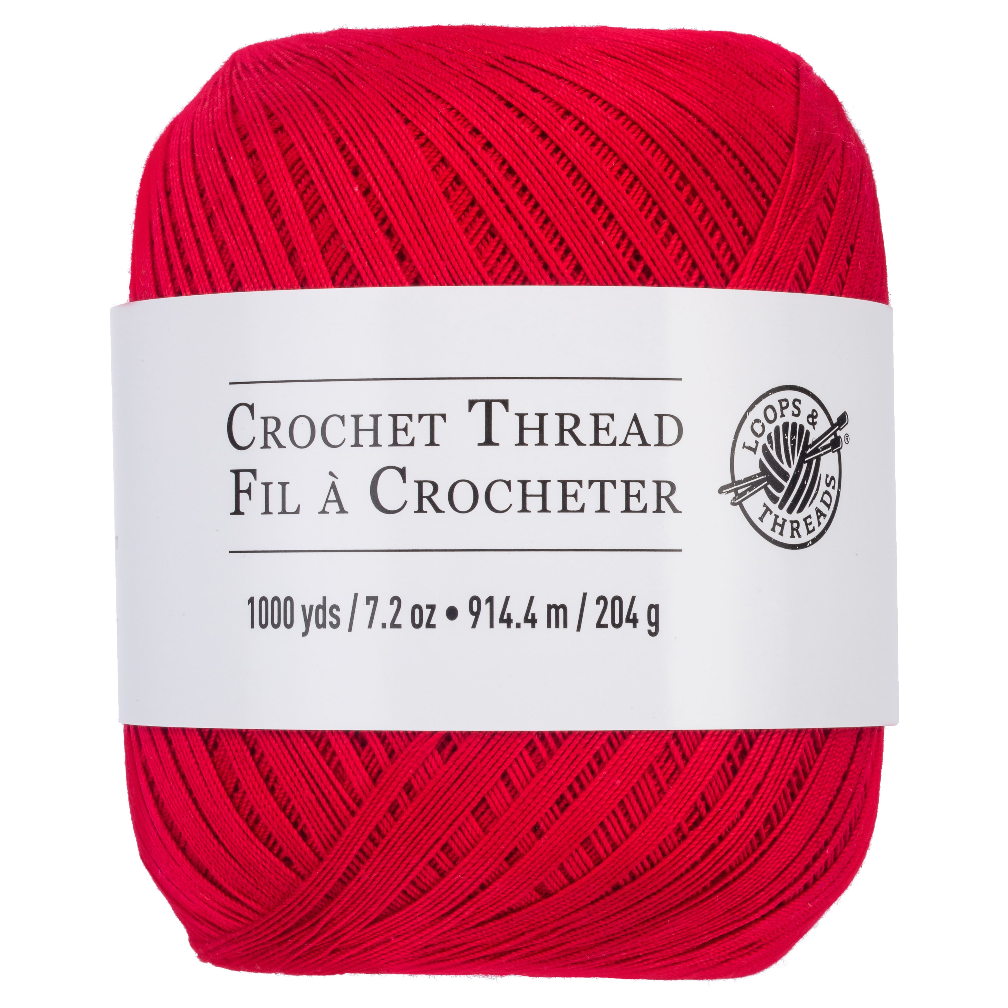 Loops & Threads Cotton Crochet Thread - Thread for Knitting, Crochet, Weaving, Arts & Crafts - Red, Bulk 12 Pack