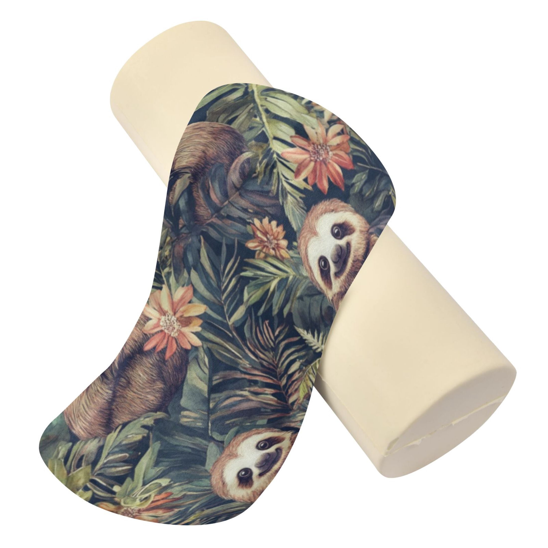 Neck pillow Round Cervical Pillow Cylindrical Pillow Lumbar Pillow Sofa Headrest Pillow Support For the Back, Neck and Head Cartoon Cute Sloth