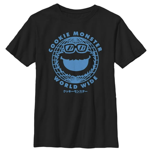 Boy's Sesame Street Cookie Monster World Wide Graphic T-Shirt