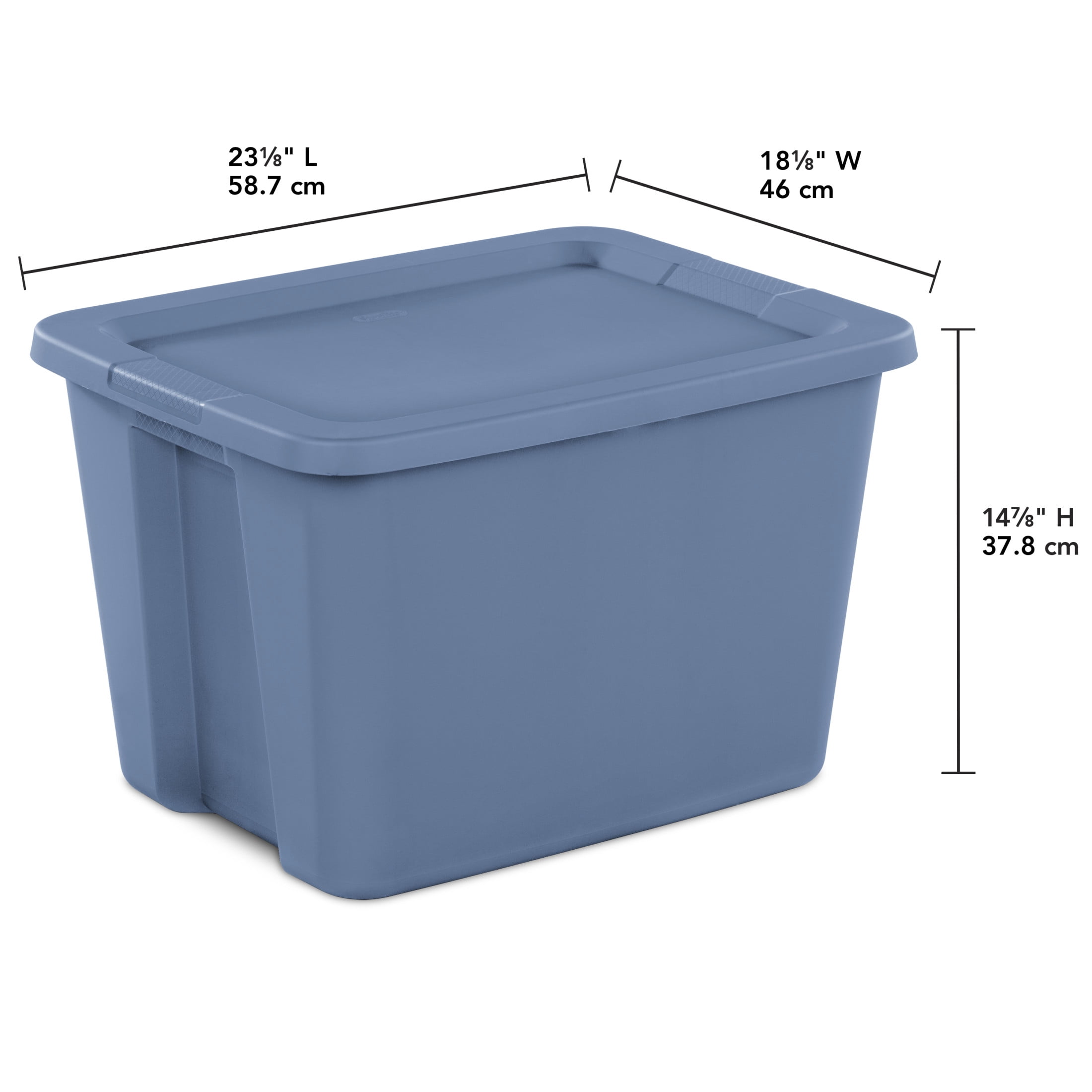 Sterilite Large Storage Bin, 18 Gallon Plastic Storage Container with SnapOn Lid, Blue Moonlight, Pa(图3)