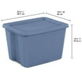 thumbnail image 2 of Sterilite 18 Gallon Tote, Plastic Storage Bin with Snap-on Lid, Blue, 2 of 10