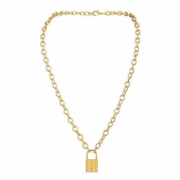Xingzhi Necklace Lock Shape Pendant With Fashionable And Simple Style Lock Pendant Chain Necklace Necklaces Glod 1Set