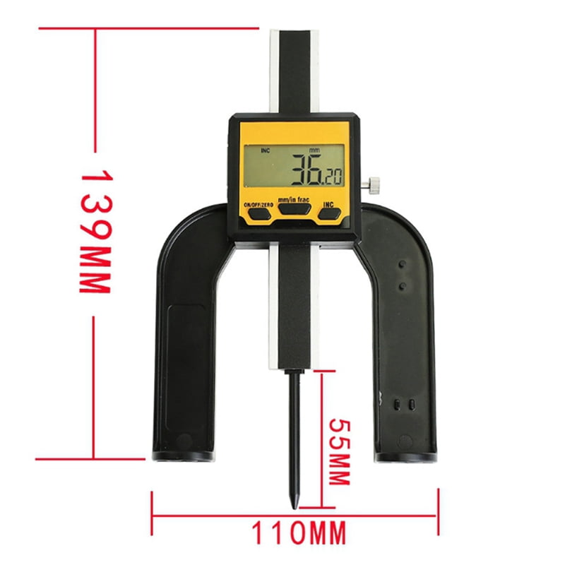 Symkmb 0-80mm Digital Depth Gauge for Woodworking Measuring Tool Digital Caliper Mini Digital Height Gauge Depth Guage Aluminum Alloy Black
