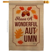 Angeleno Heritage H137113-BO 28 x 40 in. Wonderful Autumn House Flag with Fall Harvest & Double-Sided Decorative Vertical Flags Decoration Banner Garden Yard Gift