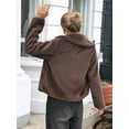 thumbnail image 5 of Women'S Cropped Faux Fur Jacket Long Sleeve Open Front Cardigan Casual Short Coat Brown L, 5 of 8