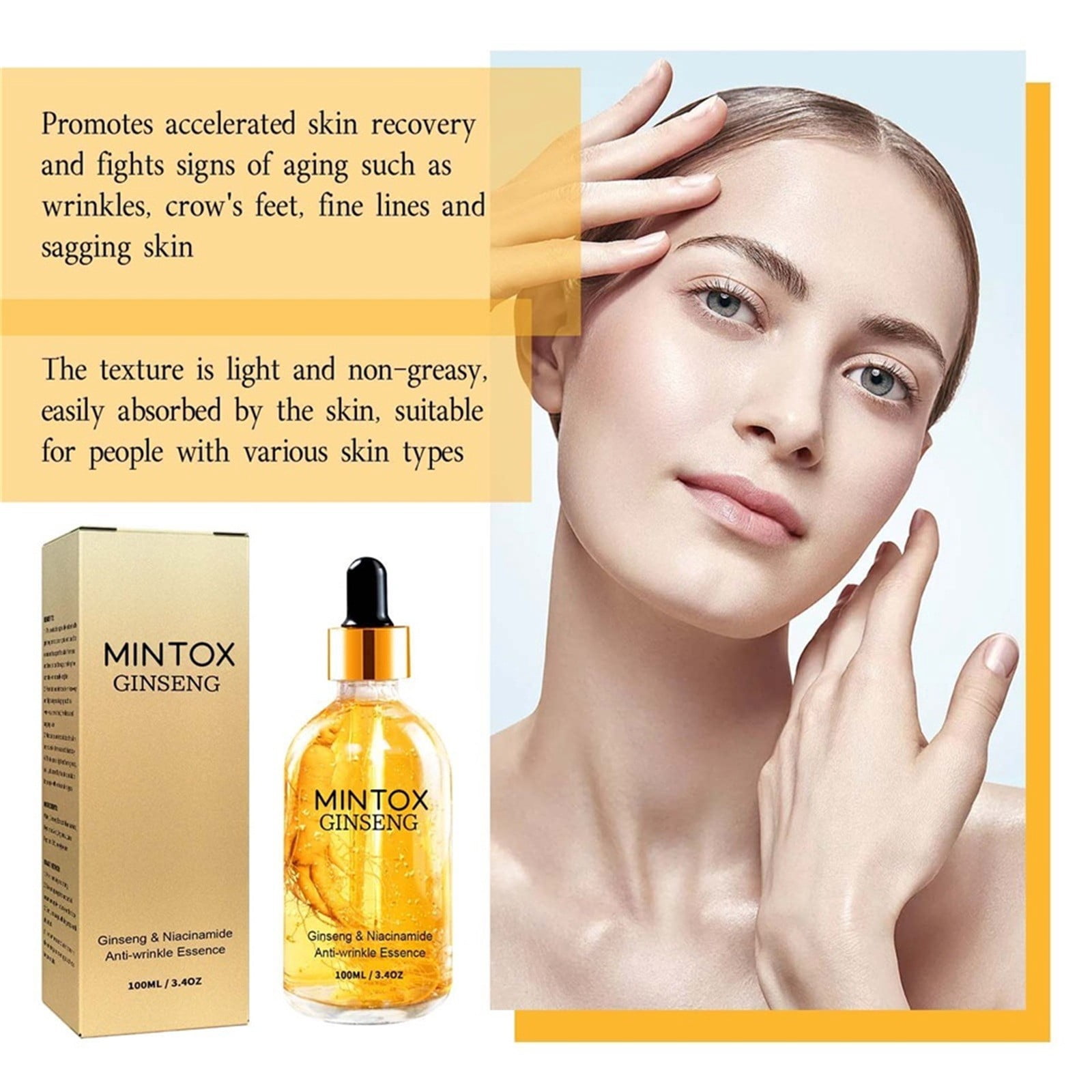 SUMDUINO Ginseng Gold Polypeptide Anti-Ageing Essence, Ginseng Anti-Ageing Essence, Ginseng Essence Oil, Ginseng Essence Serum, Ginseng Essence Water, Ginseng Essen100ml, Gentle Formula