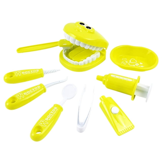 HLONK Dental Pretend Play Set Educational Dentist Play Kit with Teeth Model Toothbrush Dental Mirror Syringe Toothpaste Tray and Dental Tools Fun Pretend Play Doctor Kit for Kids