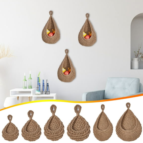 Wall Vegetable Storage Fruit Basket Birdhouse Wall Hanging Teardrop Mesh Pocket Hand-Woven Wall Hanging wall storage 2025 Gift Decor