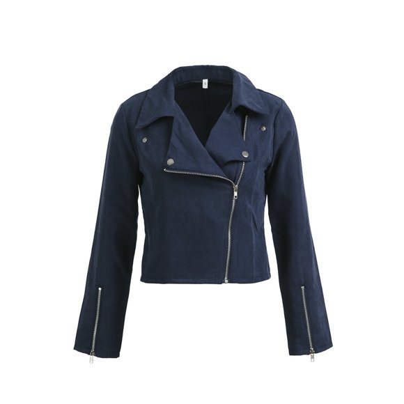 Women‘s Faux Leather Jacket Slim Moto Biker Cardigan Zipper Short Coat