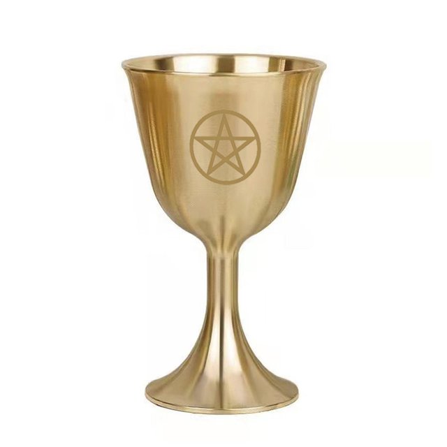 Cáliz de altar para ceremonias, adivinación, copa ritual, copa de altar de triple luna, L, estrella de madera