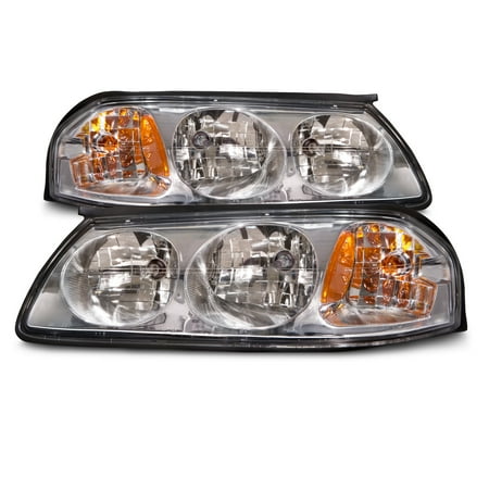 Chevrolet Impala Warranty - 2000-2005 Chevrolet Impala Chrome Headlights Set w/Performance Lens GM2502201 and GM2503201