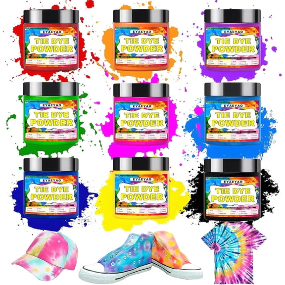 Tie Dye Powder, 9 Colors Clothing Dye, Non Toxic Permanent, Dye for Clothes, Fabric Dye for Kids Women for Homemade Party Creative Group Activities DIY Gift (9 Colors, 2 Ounce)