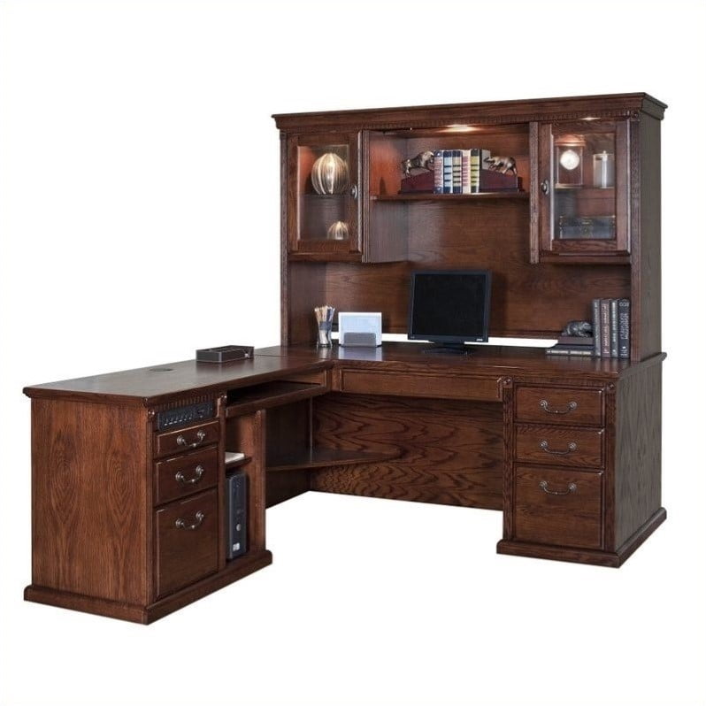 Kathy Ireland Home Oxford L Shape Executive Desk With Hutch In