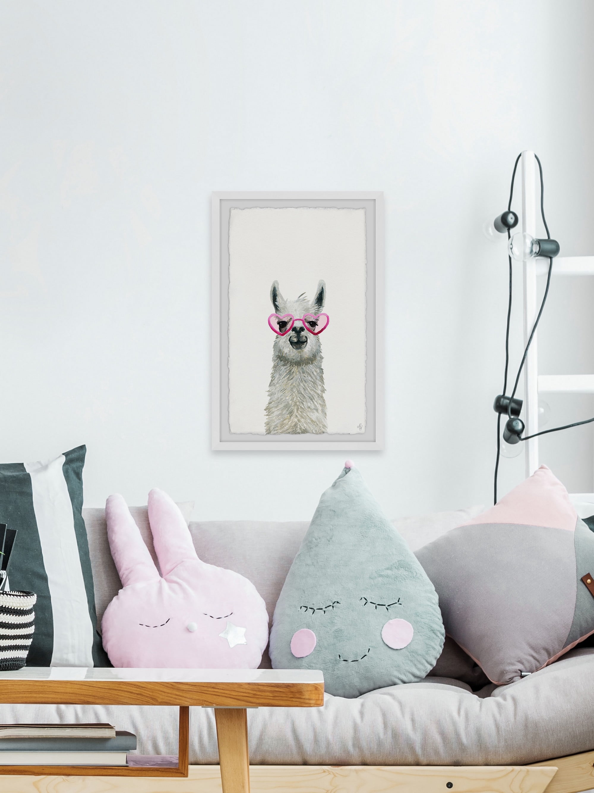 Marmont Hill Pink Trendy Llama Framed Wall Art