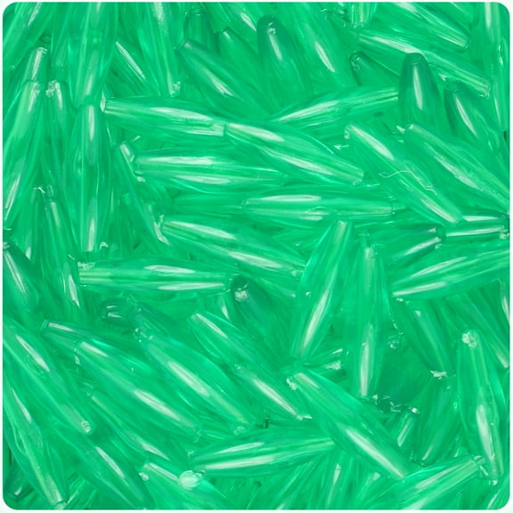 BeadTin Mint Transparent 19mm Spaghetti Plastic Beads (150pcs)