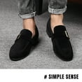 thumbnail image 5 of Xfvqtps Mens Casual Shoes British Style Suede Surface Metal Buckle Fashion Classic Comfortable Soft Sole Casual Matte Moccasins Shoes Black, 5 of 7